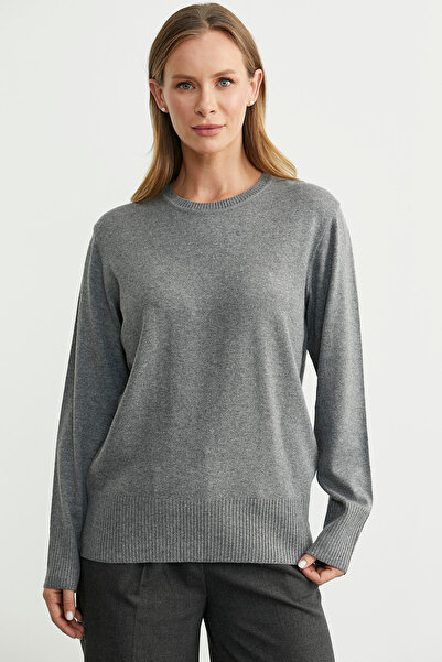 Sementa Bisiklet Yaka Yünlü Basic Triko Kazak - Gri