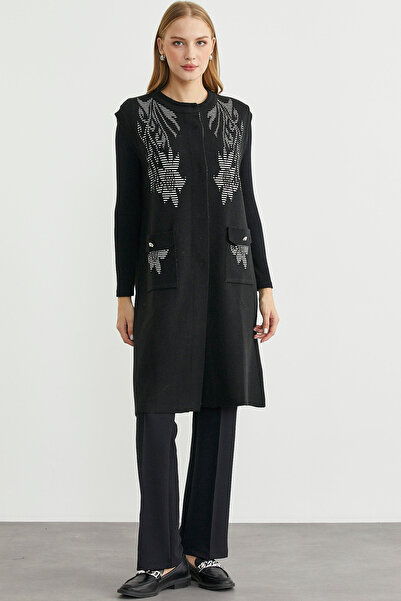 Sementa Довгий вовняний жилет з кишенями - чорний