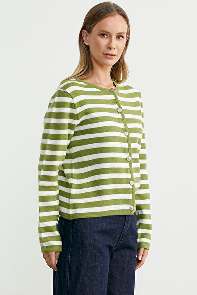 Sementa Colorful Striped Knitwear Short Cardigan - Green