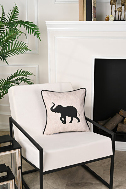 decofav Husă de pernă din catifea cu aplicație din piele cu design elefant 43...