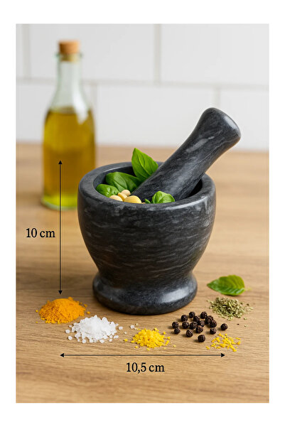 LookBuyTake Doğal Mermer Havan ve Tokmak Seti – 10x10,5 cm – Baharat, Sarımsa...