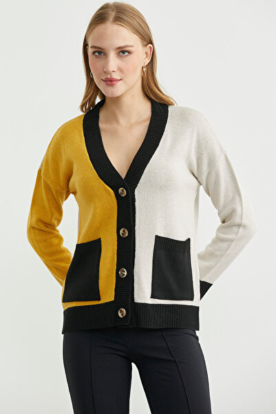 Sementa Color Gradient Oversize Wool Knit Cardigan - Stone