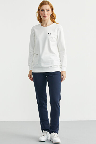 Sementa Σετ αθλητικής φόρμας με τσέπες με λαιμόκοψη - Εκρού