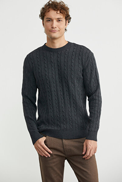 Sementa Πλεκτό πουλόβερ με βαμβακερή πλεκτομηχανή - Ανθρακί