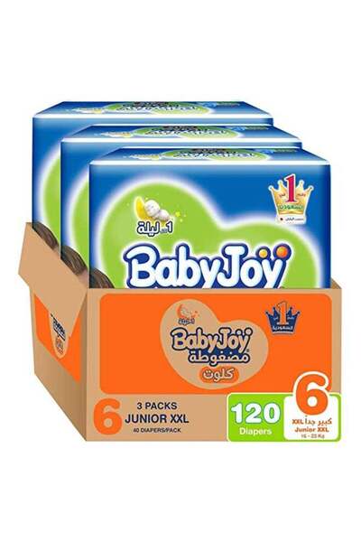 BabyJoy حفاضات بنطلون مضغوطة، مقاس 6، جونيور XXL، 16-23 كجم، صندوق ضخم، 120 ح...