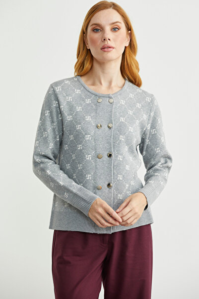 Sementa Logo Button Detailed Knitwear Cardigan - Gray