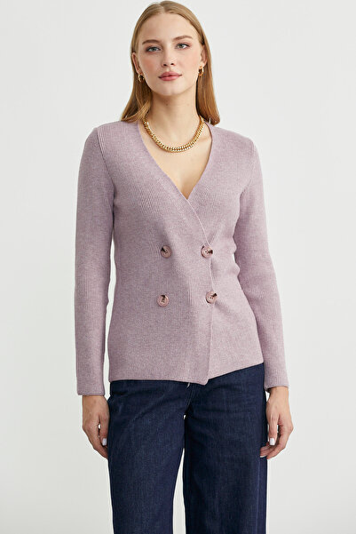 Sementa Masculine Double-Breasted Knitwear Jacket - Rose