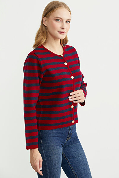 Sementa Colorful Striped Knitwear Short Cardigan - Red