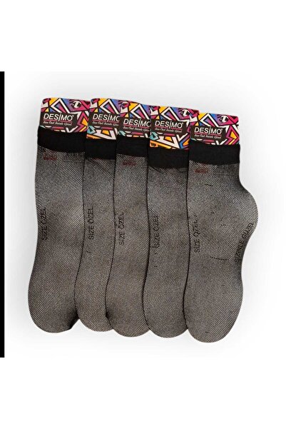 Desimo 5 Pairs of 40 Denier Women's Honeycomb Textured Socks Black