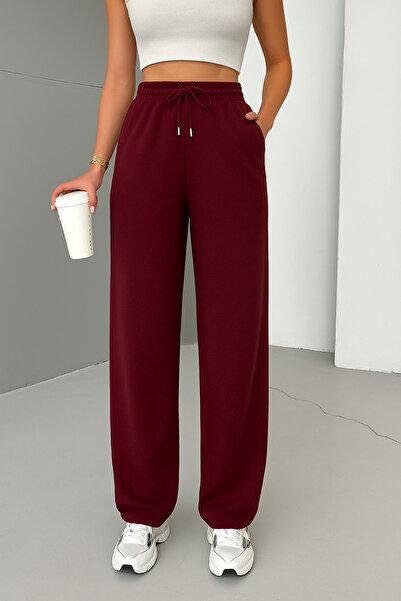 sarıdağ Női modál szövetből készült, fűzős derékrészű, magas derekú Palazzo tréningruha