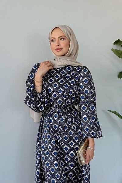 Şulemoda Giyim Hanımeli Elbise Lacivert