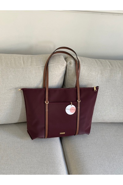 BAGLOVİS Askilari Large Burgundy Women's Shoulder Bag with Ring Detail En42 Boy32