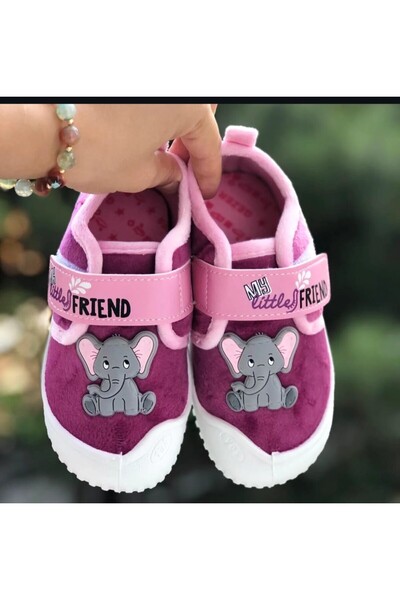 Pandalina Orthopedic Girls' Slippers Nursery Home School Shoes Non-Slip Sole Velcro Nursery Shoes