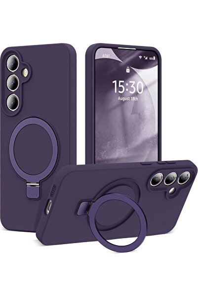 m.tk moveteck Samsung Galaxy S24 Fe Case with Magsafe Ring and Extra Stand, Velvet Inside, Soft Colorful Silicone Cover