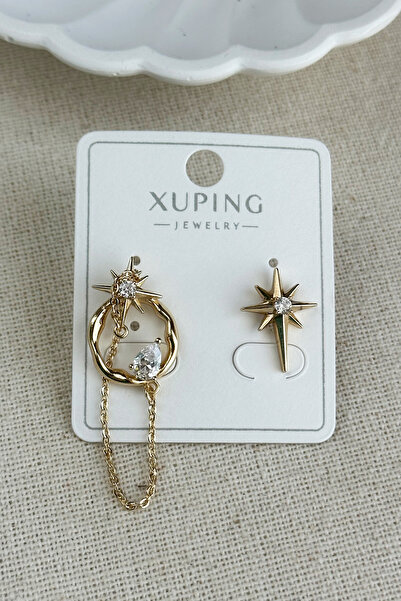 Modacaprea Xuping 14K Kutup Yıldızı Taşlı Sallantı Kadın Küpe Kararmaz Kadın Takı Xuping Küpe