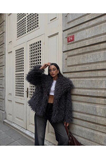 Moda Lounge İthal Premium Laluna  Geniş Yaka Uzun Boy Mont