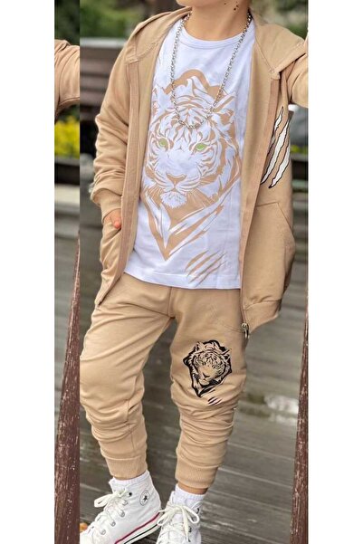 zavera for kids Boy's Lion Printed 3-Piece Tracksuit Set 2 Thread Full Lycra