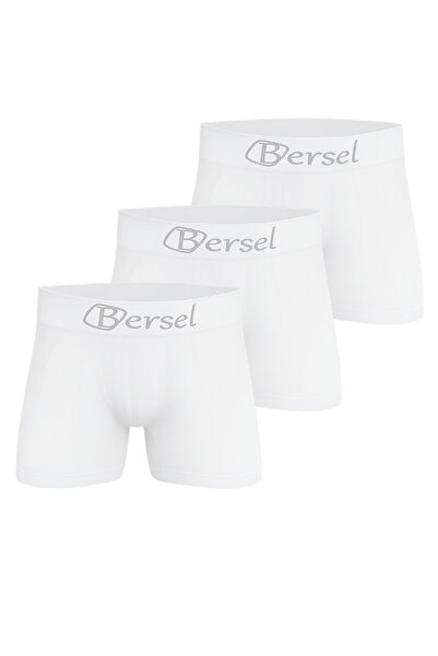 Bersel 3 Adet Premium Erkek Beyaz Dikişsiz Mikrofiber Likralı Esnek Boxer