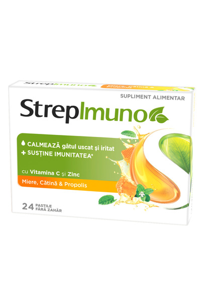 Reckitt Strepimuno cu miere, catina si propolis, 24 pastile de supt, Benckiser