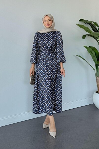 Şulemoda Giyim Hanımeli Elbise Lacivert