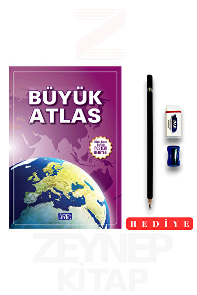 Parıltı Yayınları Büyük Atlas Dünya Siyasi Harita Posteri Hediye (Kalem Seti ...