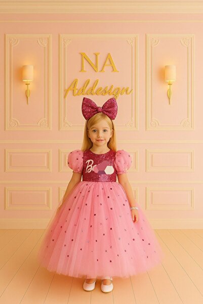 NA ADDESIGN Girls' Pink Sequined Puffy Princess Evening Dress – Birthday and ...