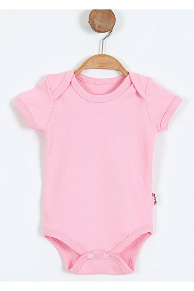 Dominant Pink (6-12 Months) Short Sleeve Baby Bodysuit with Snap Fasteners