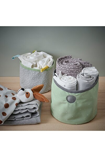 IKEA LEN Box set of 2, green/light grey