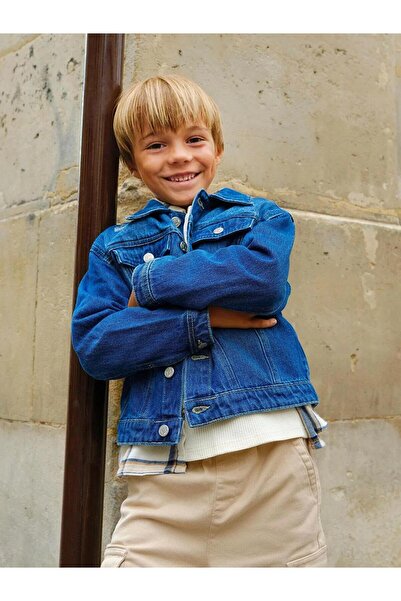 LC Waikiki Jachetă de blugi pentru băiat cu guler cămașă Indigo (W5)