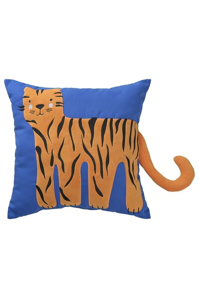 IKEA NATTHÄGER Cushion, blue/tiger, 50 x 50 cm