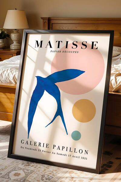 Saturn Henri Matisse Swallow Framed Painting - Paper Cut Art - Eclectic Style Wall Decor
