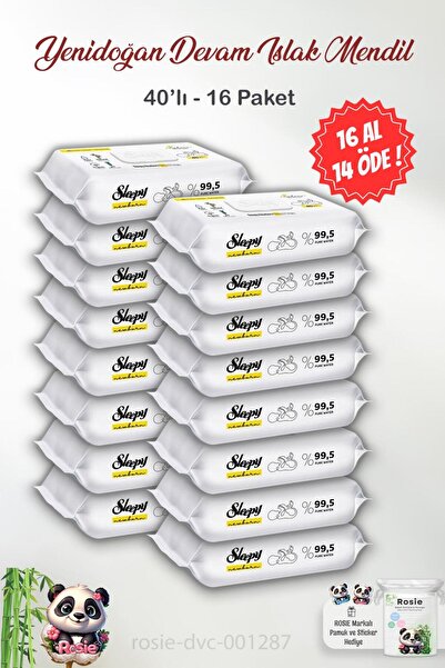 Sleepy 16 AL 14 ÖDE Sleepy Yenidoğan Devam Islak Bebek Bakım Havlusu 40'lı ve...
