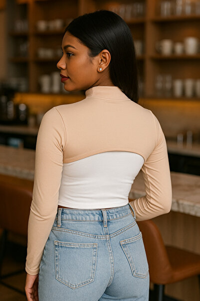 mirach Pack of 4 Long Sleeve Turtleneck Hijab Neck Collar Set | Body Concealer Beige Powder Ecru White