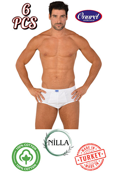 Onurel Men's White Cotton Combed Cotton Briefs 6 Pack