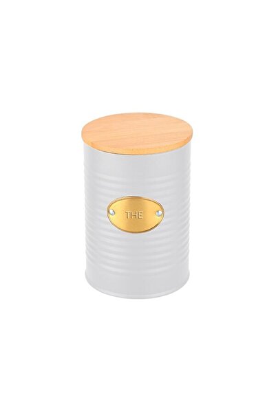 FRANDIS Metal Tea Storage Box with Bamboo Lid, Golden Plate,