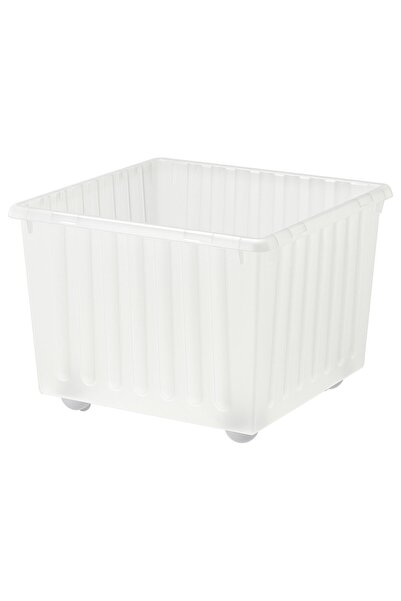 IKEA VESSLA Storage crate with castors, white, 39 x 39 cm