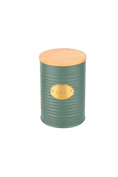 FRANDIS Metal Storage Coffee Can with Bamboo Lid, Golden Plaque,