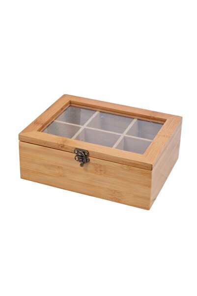 FRANDIS Tea Bag Storage Box with 6 Compartments, Frandis, 21x16x7.8 cm, Bamboo