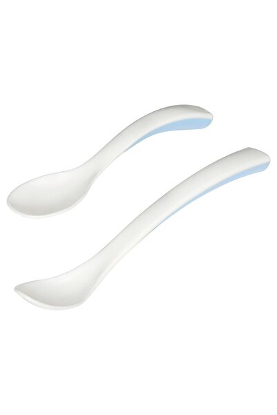 IKEA BÖRJA Feeding spoon and baby spoon, white/blue
