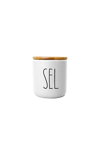 FRANDIS Ceramic Container for Salt with Bamboo Lid and Silicone Seal,