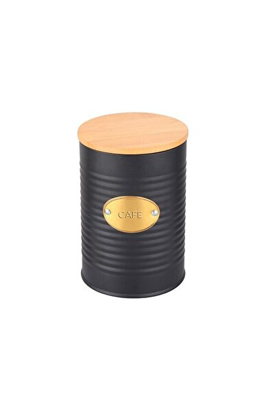 FRANDIS Metal Storage Box for Coffee with Bamboo Lid, Frandis, Black/