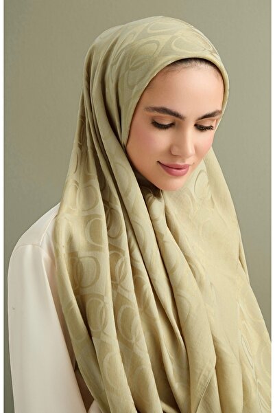 Eşarpevi Imannoor dama desen şal antik bej