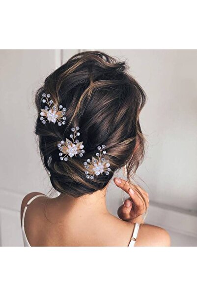 KESNUP Accesoriu de păr, model cu clips cu frunze, cristale și perle, auriu