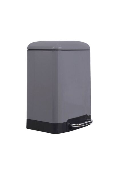 FRANDIS Trash Bin 6 L with Pedal, Silent Closing, Rectangular, Frandis, Detachable Bucket, Metal, Matte Grey