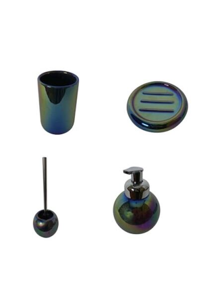 FRANDIS Liquid soap dispenser set + glass + soap dish + toilet brush holder, ...