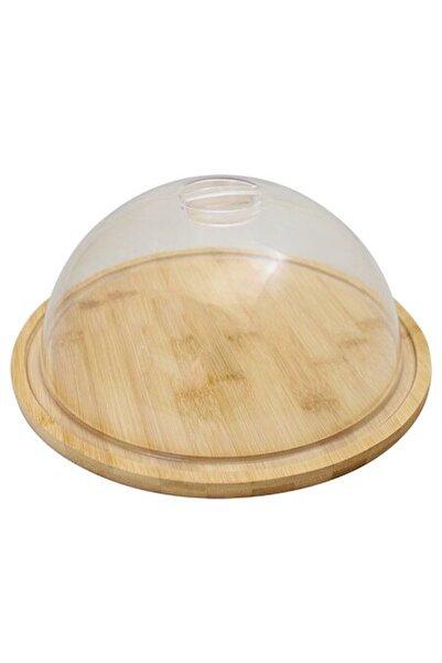 FRANDIS Platou cu capac pentru servire branzeturi, Frandis, bambus/plastic, diametru 18 cm, inaltime 8.5 cm,
