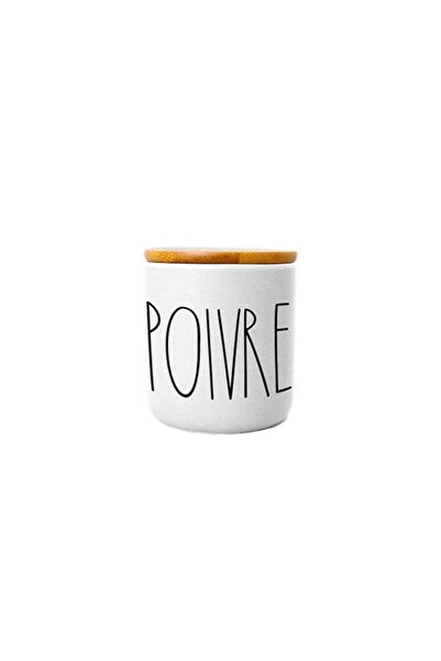 FRANDIS Ceramic pepper container with bamboo lid and silicone seal, Frandis, 7.7x9 cm, white/
