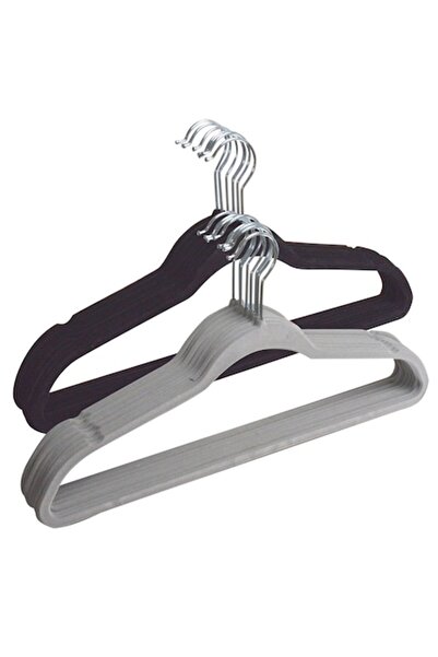 FRANDIS Set 16 Umerașe antiderapante din catifea, Frandis, Negru/Gri, 44,5x23 cm