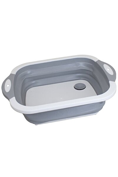 FRANDIS Lavoar pliabil cu mânere, dop de scurgere, gri/alb, 38,5x28,5x12,3 cm