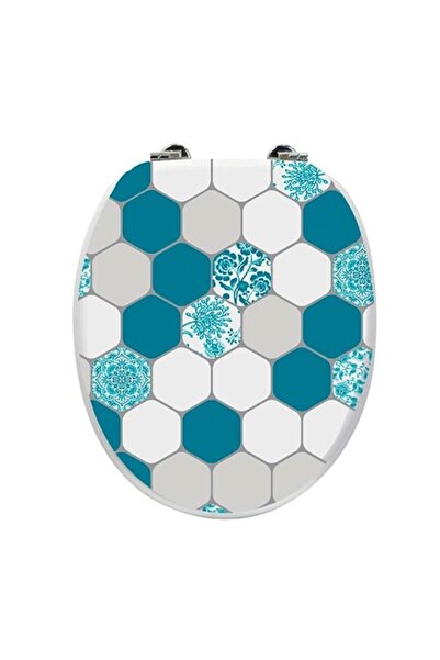 FRANDIS Capac WC, Frandis, balamale din oțel inoxidabil, închidere standard, MDF, 38x44 cm, model Mosaique